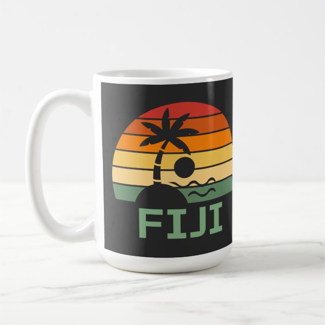 Fiji Vintag Palm Trees Summer Beach Kaffeetasse (Links)