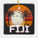 Fiji Vintag Palm Trees Summer Beach Keramikornament<br><div class="desc">Phantastisches Vintages Fiji Design für Strandliebhaber im Sommer.</div>
