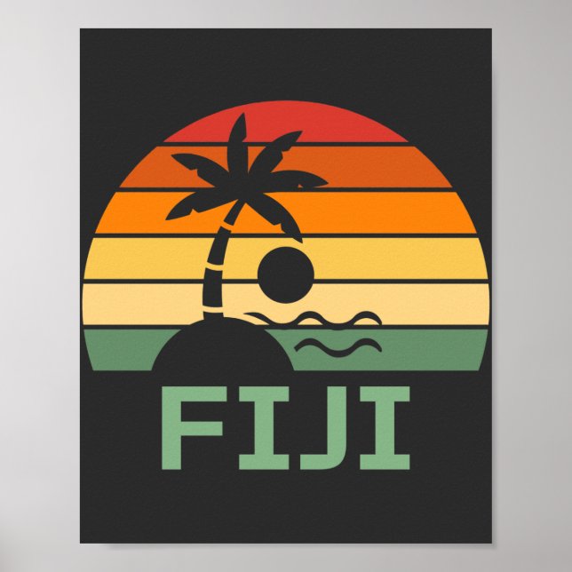Fiji Vintag Palm Trees Summer Beach Poster (Vorne)