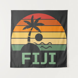 Fiji Vintag Palm Trees Summer Beach Wandteppich
