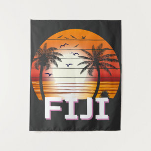 Fiji Vintag Palm Trees Summer Beach Wandteppich