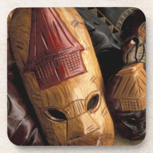 Fiji, Viti Levu Masken auf einem Stadtmarkt. Untersetzer