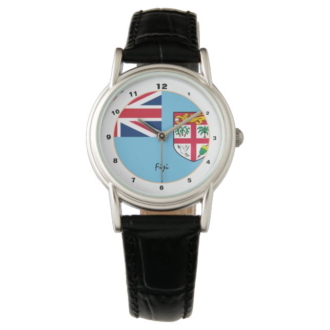 Fijian Flag & Fiji trendy fashion /design watch Armbanduhr (Vorderseite)