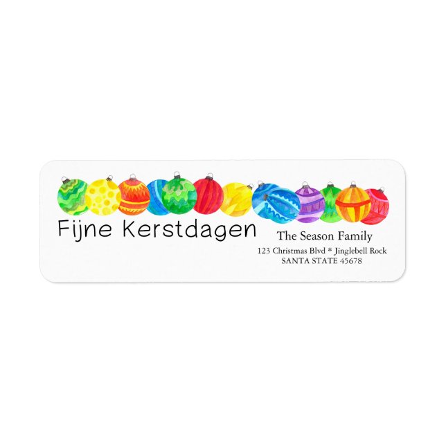 Fijne Kerstdagen handbemaltes Wasserfarbenetikett (Vorne)