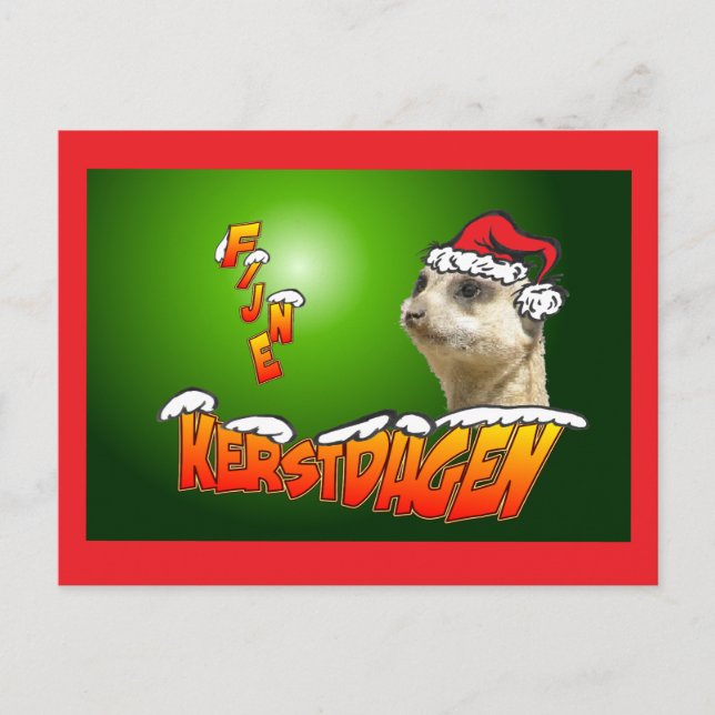 Fijne Kerstdagen Stokstaarte Groene Briefkaart Postkarte (Vorderseite)