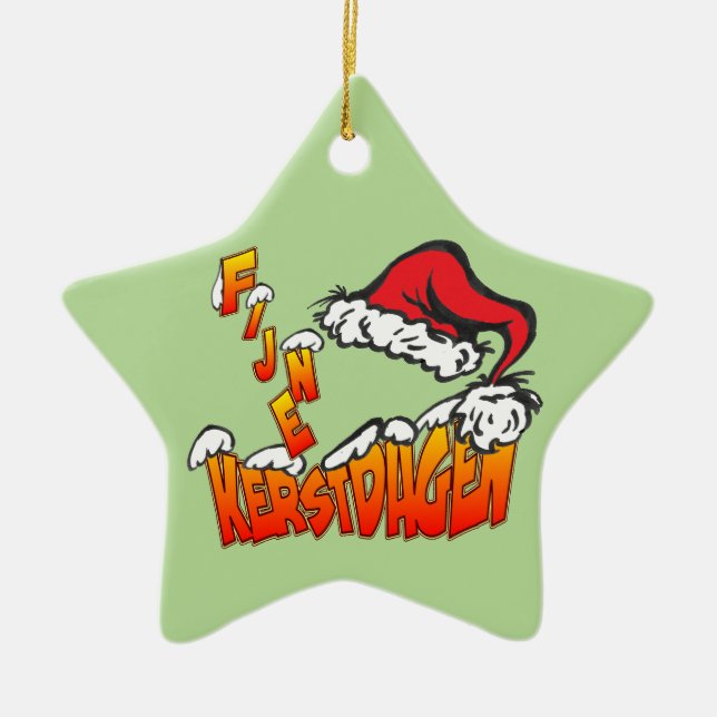 Fijne Kerstdagen trifft Kerstmuts Ster Ornament (Vorne)