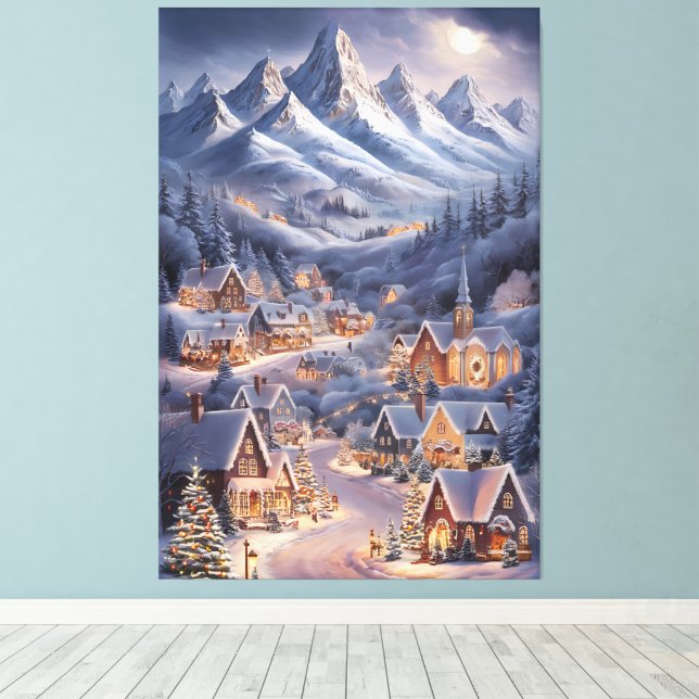 Fijne Kerstfeest Winter Wonderland Greeting Card  Leinwanddruck (Insitu (Holzboden))