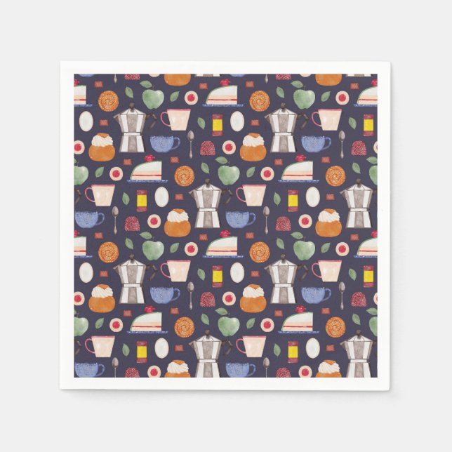 Fika (Eclipse) - Wasserfarbmuster Serviette (Vorderseite)