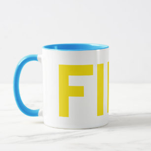 FIKA Fett Gelb und Blau Tasse