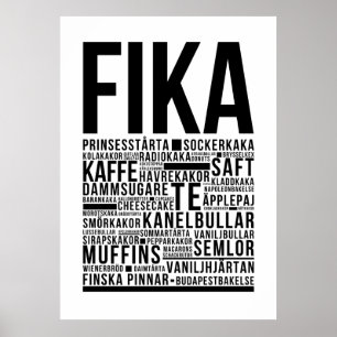 Fika-Süßigkeiten aus Schweden Typografie Poster