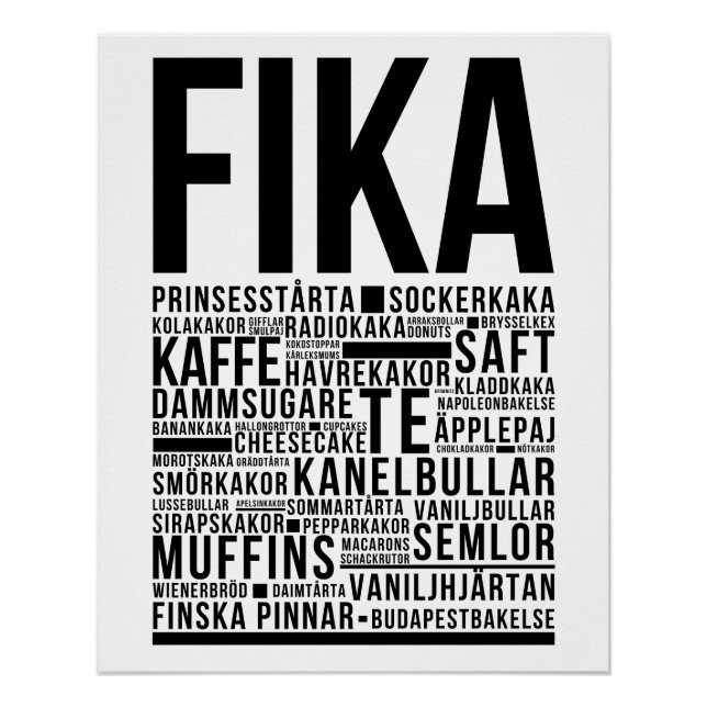 Fika Sweet Coffee Süßigkeiten Typografie Poster (Vorderseite)