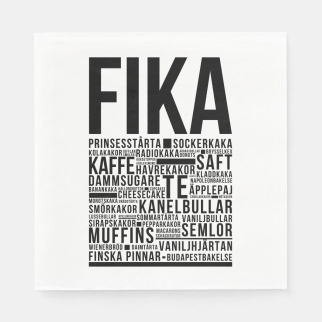 Fika Sweet Coffee Süßigkeiten Typografie Poster Serviette (Vorderseite)