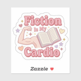 Fiktion ist mein Cardio - Bücherwurm lesend Aufkleber