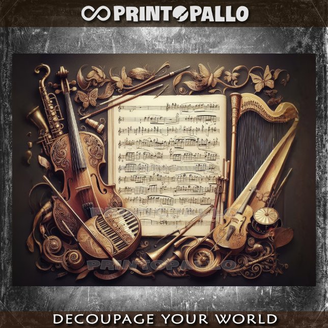 Fiktionales Konzept von Musikinstrumenten Seidenpapier (Von Creator hochgeladen)