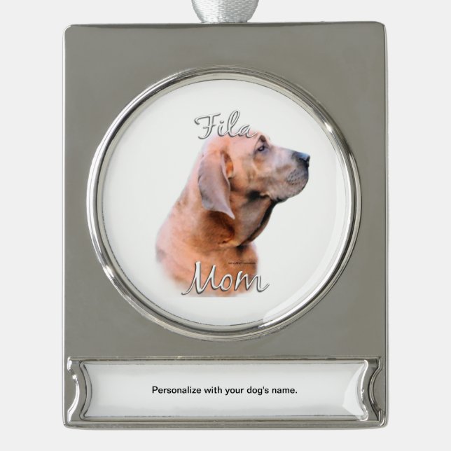 Fila Brasileiro Mama 2 Banner-Ornament Silber (Vorderseite)