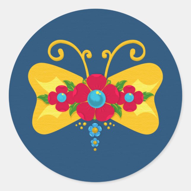 Fileteado Filete Porteño Buenos Aires Butterfly Runder Aufkleber (Vorderseite)