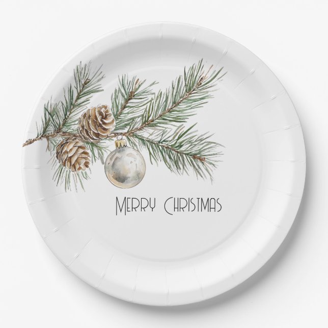 Filiale und Ornament der Heiligen Pine Cones Pappteller (Vorderseite)