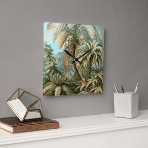 Filicinae von Ernst Haeckel, alte Farnpflanzen Quadratische Wanduhr