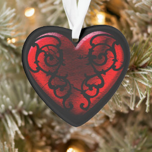 Filigran-Goth-Rot-Herz Ornament
