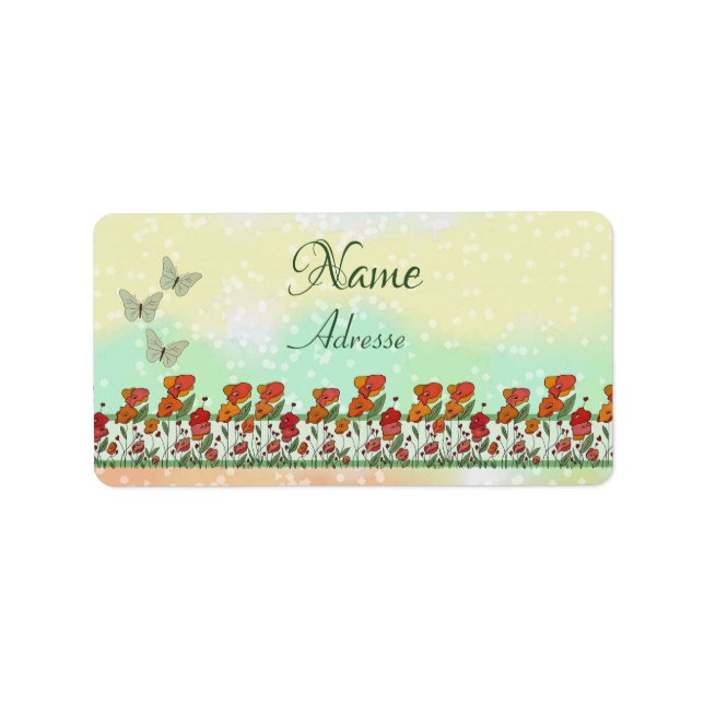 filigraner Mohn adressaufkleber (Vorne)