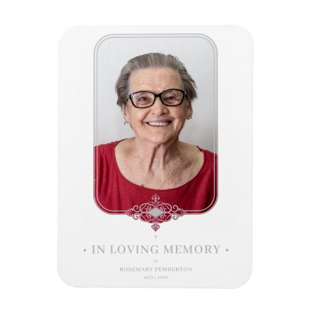 Filigree Beerdigung Grau Zierspitzeneffekt Foto Magnet (Vertikal)