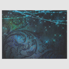 Filigree Blume und Lichter auf dunklem Dekor Seidenpapier