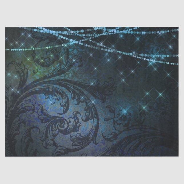 Filigree Blume und Lichter auf dunklem Dekor Seidenpapier (Vorderseite)