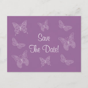 Filigree Butterfly Save the Date Postkarte (Lila)