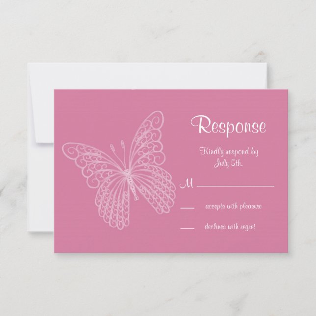 Filigree Butterfly UAWG in Rosa RSVP Karte (Vorderseite)