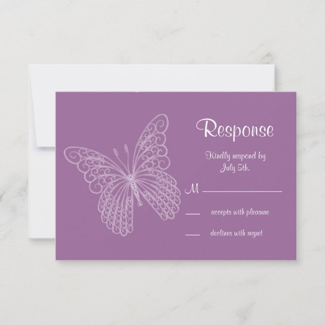 Filigree Butterfly UAWG Lila RSVP Karte (Vorderseite)