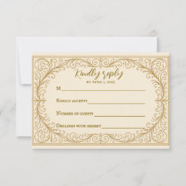 Filigree Fleur Wedding RSVP Card Karte