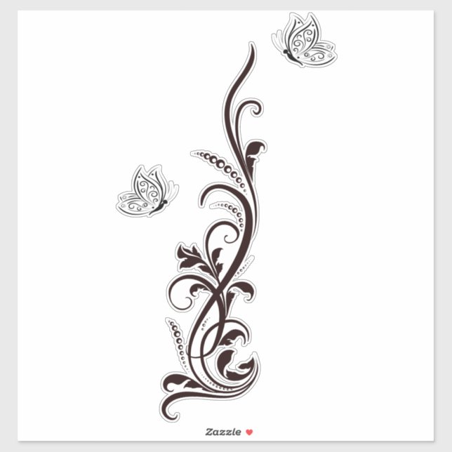 Filigree Floral Butterfly Aufkleber (Blatt)