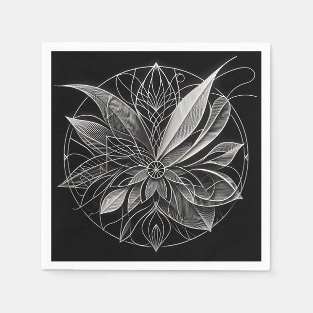 Filigree Floral Mandala Serviette (Vorderseite)