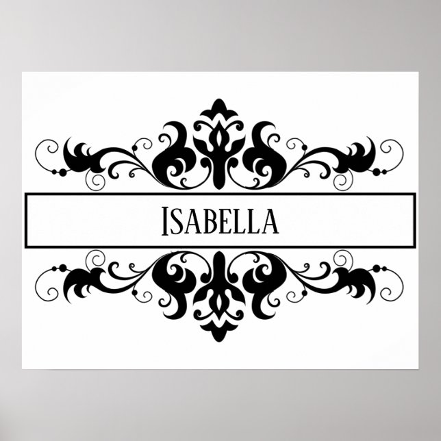 Filigree Frame personalisierter Name Poster (Vorne)