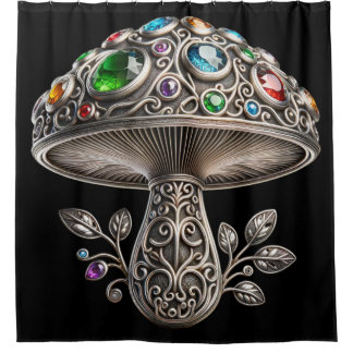 Filigree Gemstone Mushroom Duschvorhang