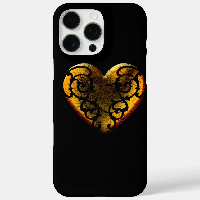 Filigree Goth Gold Heart Case-Mate iPhone Hülle (Rückseite)