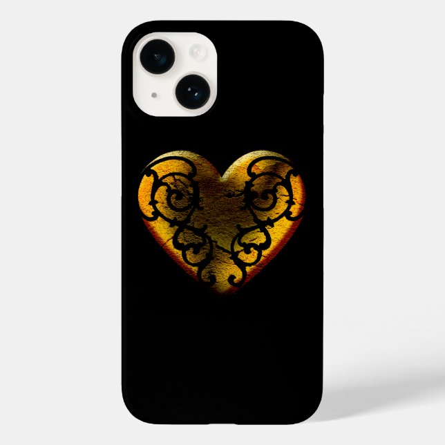 Filigree Goth Gold Heart Case-Mate iPhone Hülle (Rückseite)