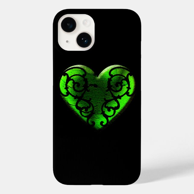 Filigree Goth Green Heart Case-Mate iPhone Hülle (Rückseite)
