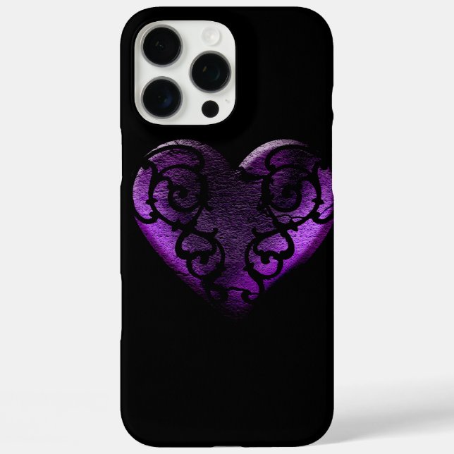 Filigree Goth Lila Heart Case-Mate iPhone Hülle (Rückseite)