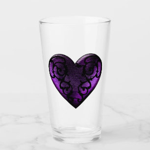 Filigree Goth Lila Heart Glass Cup Glas