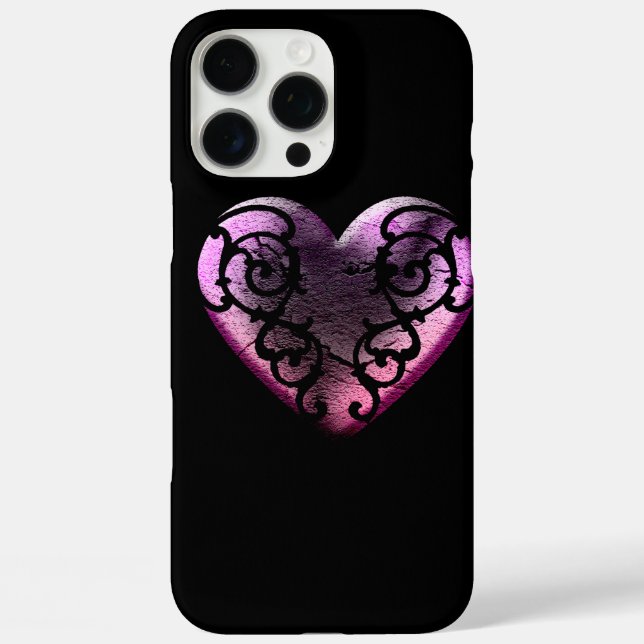 Filigree Goth Pink Heart Case-Mate iPhone Hülle (Rückseite)