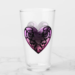 Filigree Goth Pink Heart Glas