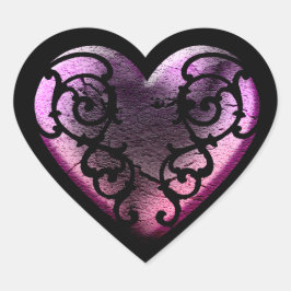 Filigree Goth Pink Heart Herz-Aufkleber