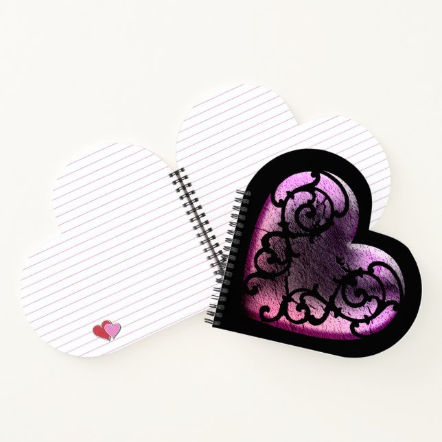 Filigree Goth Pink Heart Notizbuch (Innenseite)