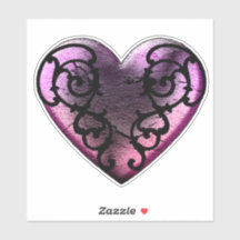 Filigree Goth Pink Heart Vinyl Stickers