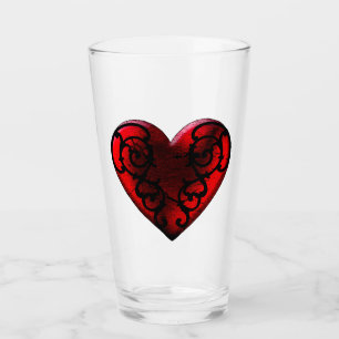 Filigree Goth Red Heart Glass Cup Glas
