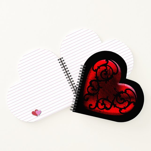 Filigree Goth Red Heart Notizbuch (Innenseite)