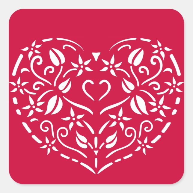 Filigree Heart Quadratischer Aufkleber (Vorderseite)