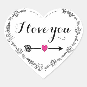Filigree Herz mit I Liebe You Stickers