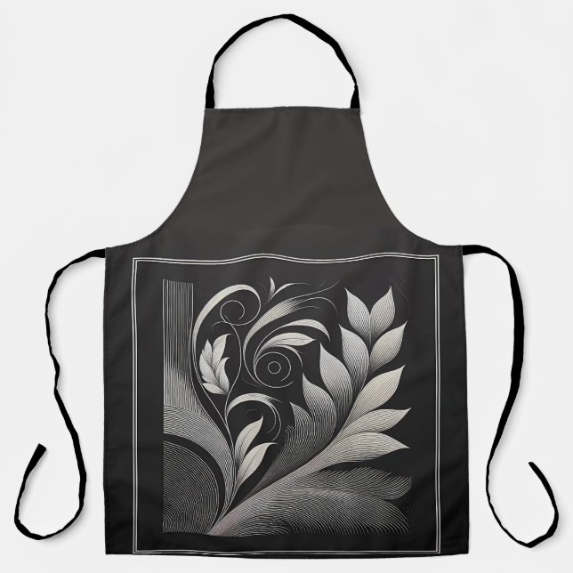 Filigree Leaf Frame Apron Schürze (Vorderseite)